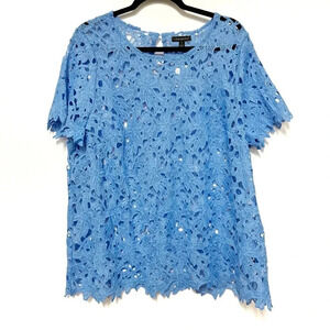 NWT Lane Bryant Lace Short-Sleeve Blouse - Plus Size Floral Sheer Top